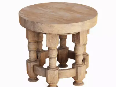 Wooden Round Table 03 3D model