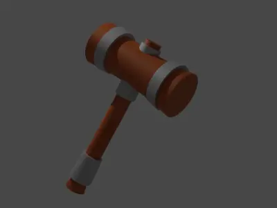 hammer wooden Low-poly 3D model