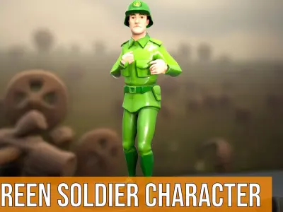Green Soldier Character model pack Low-poly 3D model