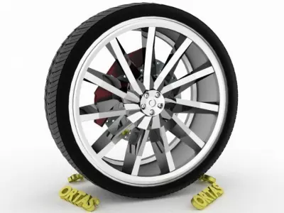 ORTAS CAR WHEEL RIM 116 GAME READY WHEEL RIM TIRE 3D model