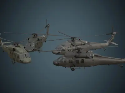 Military Helicopter 1B Low-poly 3D model