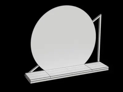 Black Metal And Wood Wall Mounted Mirror With Shelf 3D model