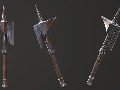 Medieval Axes Low-poly 3D model buy