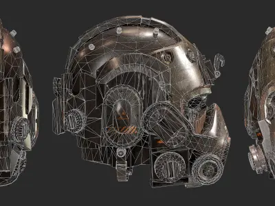 PBR Game Ready Post-Apocalyptic Helmet 3D Model Low-poly 3D model