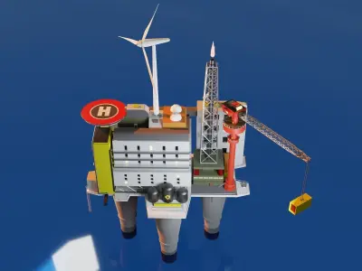 Oil Platform Low-poly 3D model