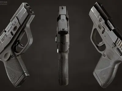 Gun Taurus-740  Low-poly 3D model