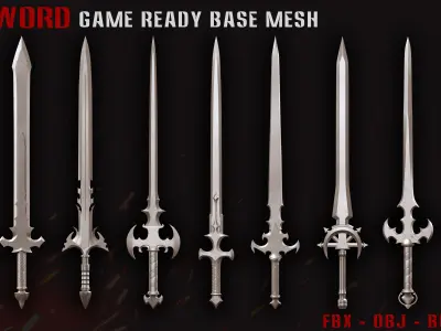 50 Sword Game Ready Base Mesh - Vol02 Low-poly 3D model
