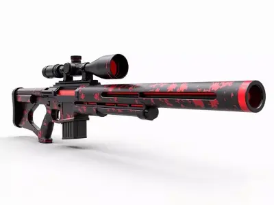 Inferno Camouflage Sniper Rifle 3D Model Black Ops Marksman Low-poly 3D model
