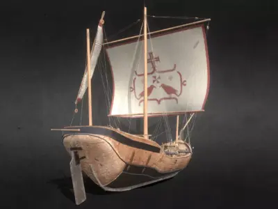 Caravel Ship Historical Sailing Vessel Low-poly 3D model