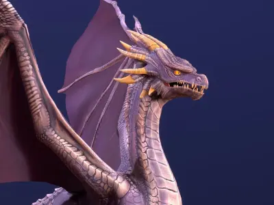 Stylized Purple Dragon 3D model