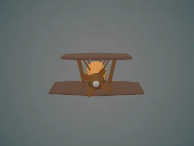 Airplane cartoon - 04 Low-poly 3D model
