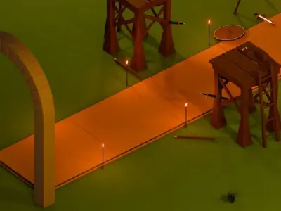 Scenario Tower defense low poly 3D model