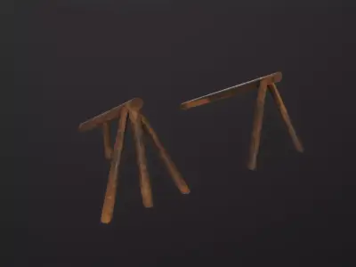 Log Ramps Obstacles WWII 3D Model Low-poly 3D model