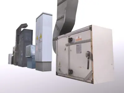 Industrial Factory Set  Low-poly 3D model