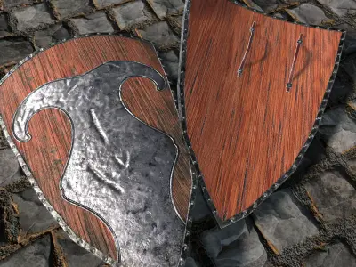 Medieval round shield with coat of arms 6 Low-poly 3D model