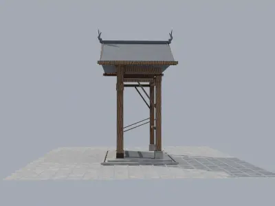 Japanese Yakuimon Gate - Samurai Residence Low Poly Low-poly 3D model