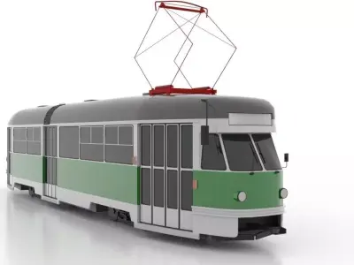 Tatra T2R Low Low-poly 3D model