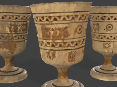 Antique Wooden Goblet Low-poly 3D model