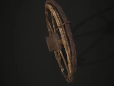 Old Destroyed Wheel Low-poly 3D model