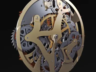Clock Mechanism With Gears v 2 3D model