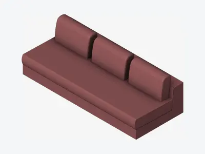 Seat - Sofa - Simplicity - Comfort - Triple - No Arm Low-poly 3D model