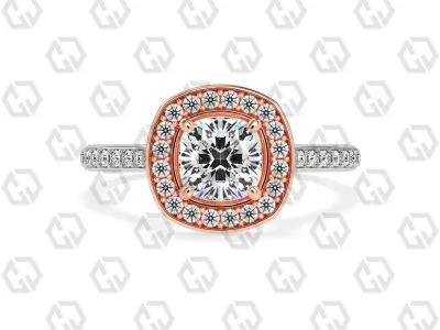 Ring 192 Cushion Shape Cathedral Halo pave set with Gems 3D print model