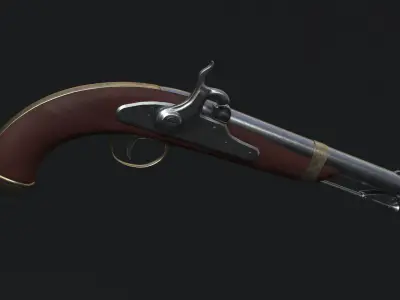 Flintlock pistol - musket gun 3D model