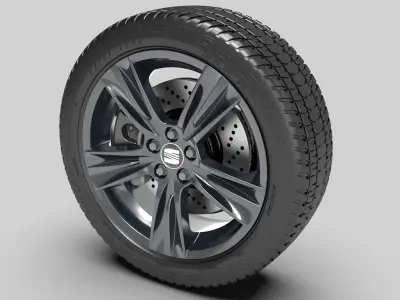Orig 3D Seat VW rim wheel 7x17 BBS 4816 incl tyre and brake 3D model