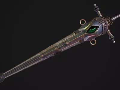 Fantasy Sword 26 With Scabbard 3D Model Low-poly 3D model