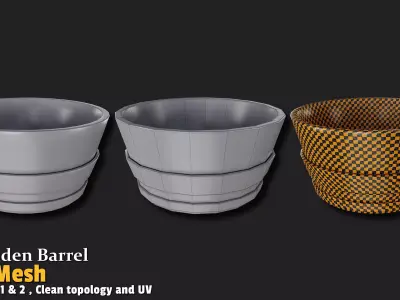 Wooden Barrel  Base Mesh Low-poly 3D model