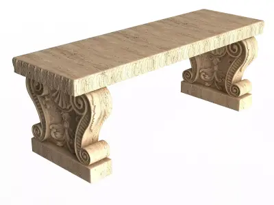 Stone Bench 03 Low-poly 3D model