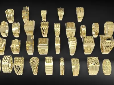 Lot of Various 100 Mens Rings Collection Bulk  3D print model