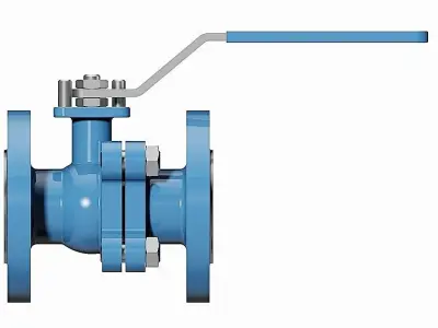 Two Piece Manual Ball Valves - DIN Flanged Ends -  3D model