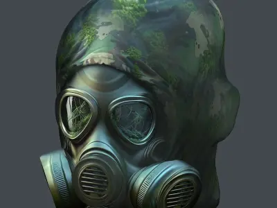 Gas mask helmet 3d model military combat Low-poly Low-poly 3D model 4