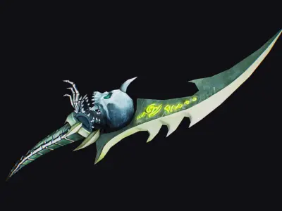 Dagger Bone Short Blade Demonic Sharpener Wedge Grinding Rusty Low-poly 3D model