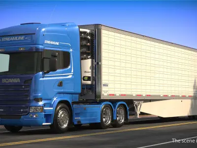 Scania Truck with Liquid Natural Gas Trailer 3D model