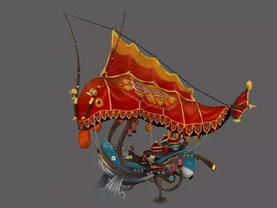 Stylish fish cart Low-poly 3D model