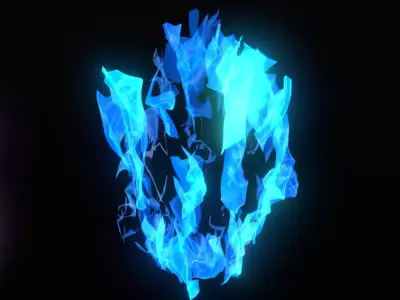 Fiery Blue Flames Shapekeys FBX 3D model