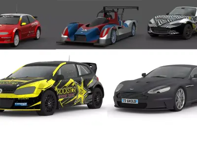 Car 3D Model Bundle 5 Vehicles Game Ready Detailed Collection 3D Model Pack V1