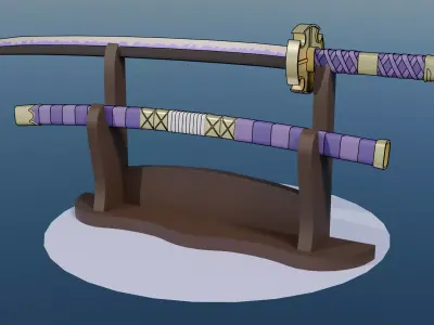 One Piece Katana Nidai Kitetsu Low-poly 3D model