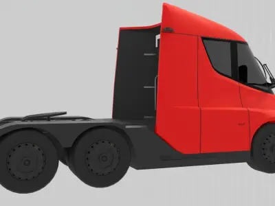 Low-Poly Electric Semi Truck - Tesla Daycab Tractor Truck 2018 Low-poly 3D model