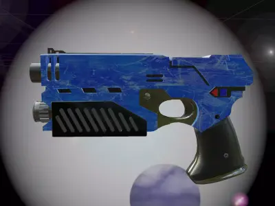 Space Pistol Blue Low-poly 3D model
