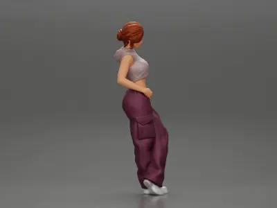 Chola girl Leaning On A Wall While Holding Her Legs Crossed 3D print model