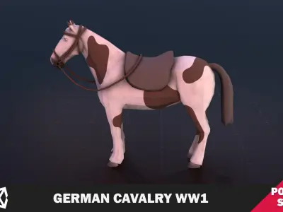 German Cavalry WW1 Low-poly 3D model