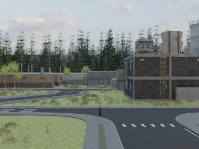 Nuclear Power Plant Layout 3D model