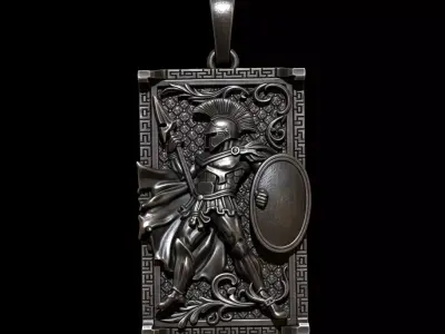 Spartan Warrior Shield Pendant 3D print model