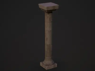 Old Temple Pillar Low-poly 3D model