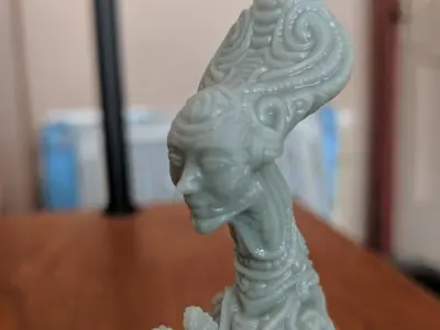 Greeter statue of woman on wooden table 3D print model