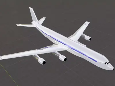 Fictional Quad Engine 1950s Jetliner DC-8-62 Inspired Low-poly 3D model