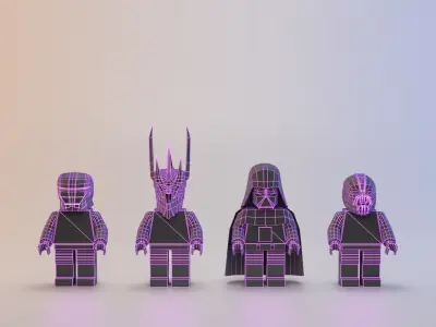 Toy black characters Low-poly 3D model